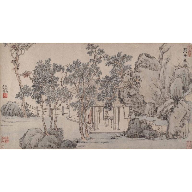 Chinese Antique Art Painting 明 文徵明 丛桂斋图 Ming Wen Zhengming Cong Gui Zhai Tu China Ancient Wall Picture Ideas 2172-Chinese Style Finds™