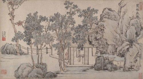 Chinese Antique Art Painting 明 文徵明 丛桂斋图 Ming Wen Zhengming Cong Gui Zhai Tu China Ancient Wall Picture Ideas 2172-Chinese Style Finds™