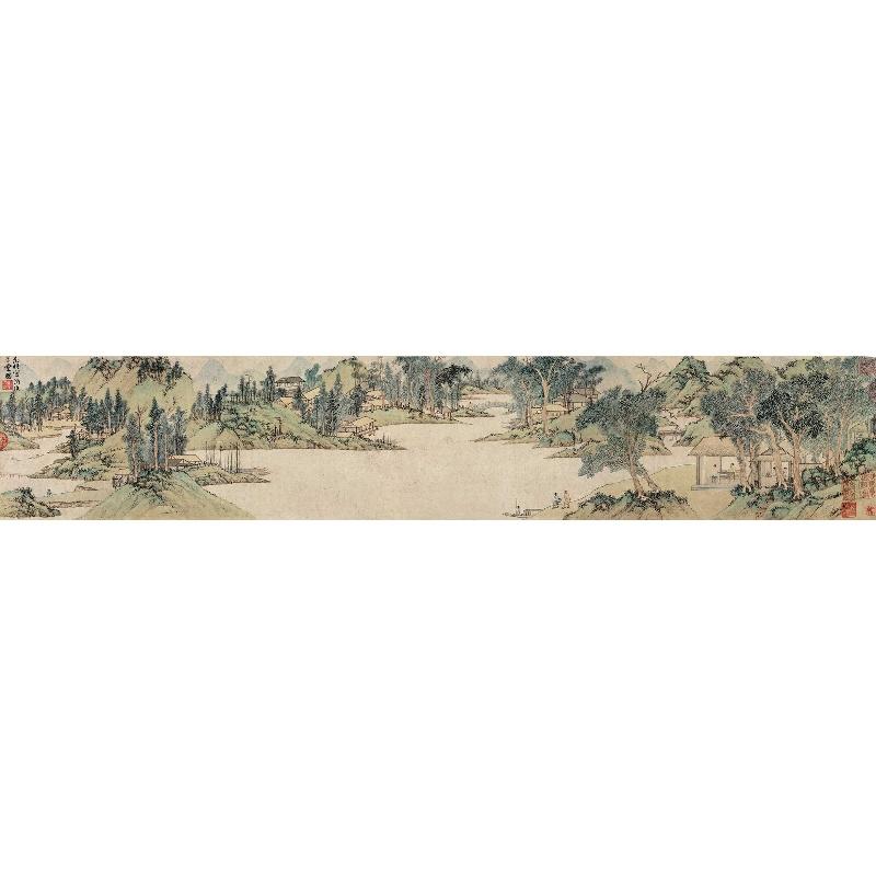 Chinese Antique Art Painting 明 文徵明 浒溪草堂图 Ming Wen Zhengming Hu Xi Cao Tang Tu China Ancient Wall Picture Ideas 2150-Chinese Style Finds™