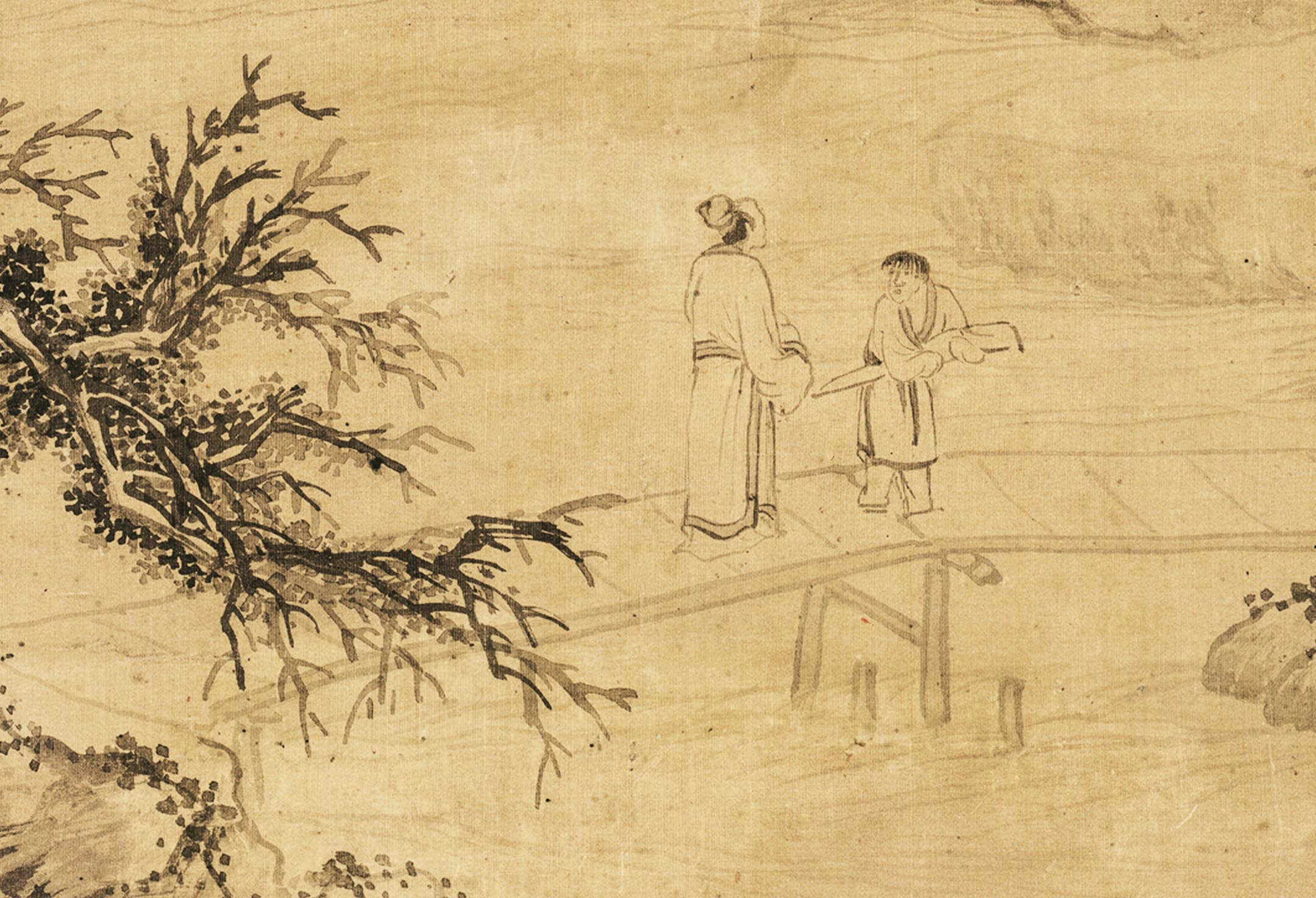 Chinese Antique Art Painting 明 文徵明 携琴访友图 Ming Wen Zhengming Xie Qin Fang You Tu China Ancient Wall Picture Ideas 2058-Chinese Style Finds™