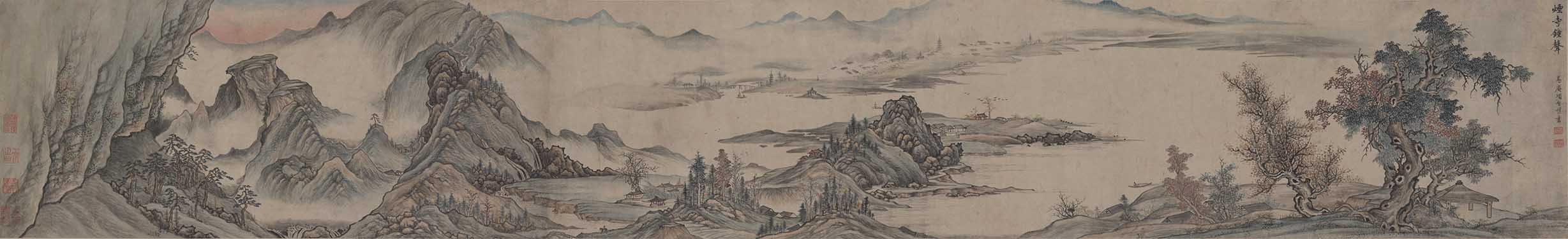 Chinese Antique Art Painting 明 项圣谟 烟寺钟声图 Ming Xiang Shengmo Yan Shi Zhong Sheng China Ancient Wall Picture Ideas 3925-Chinese Style Finds™