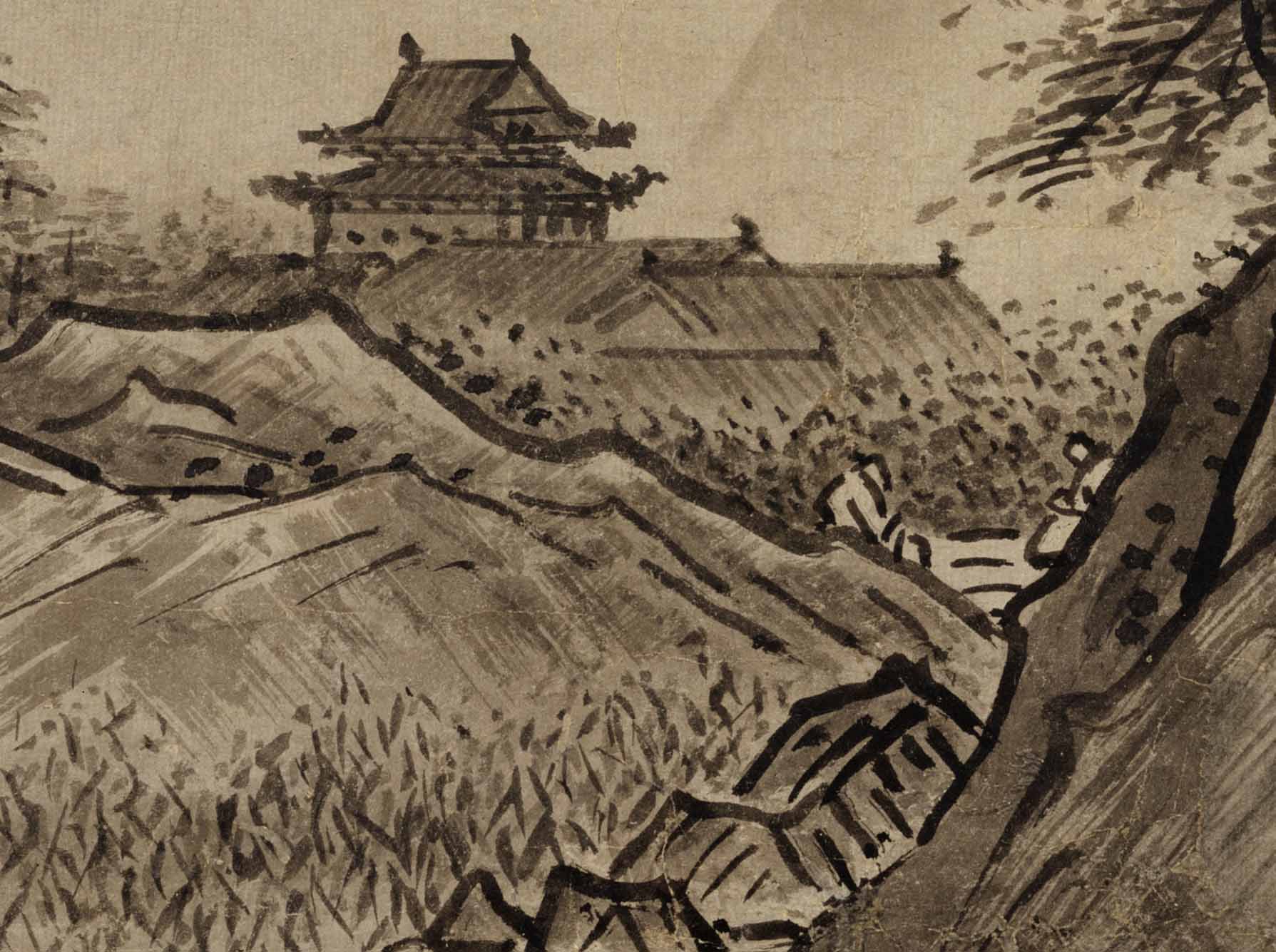 Chinese Antique Art Painting 明 雪舟 秋冬山水图 Ming Xue Zhou Shanshui Landscape China Ancient Wall Picture Ideas 4407-Chinese Style Finds™