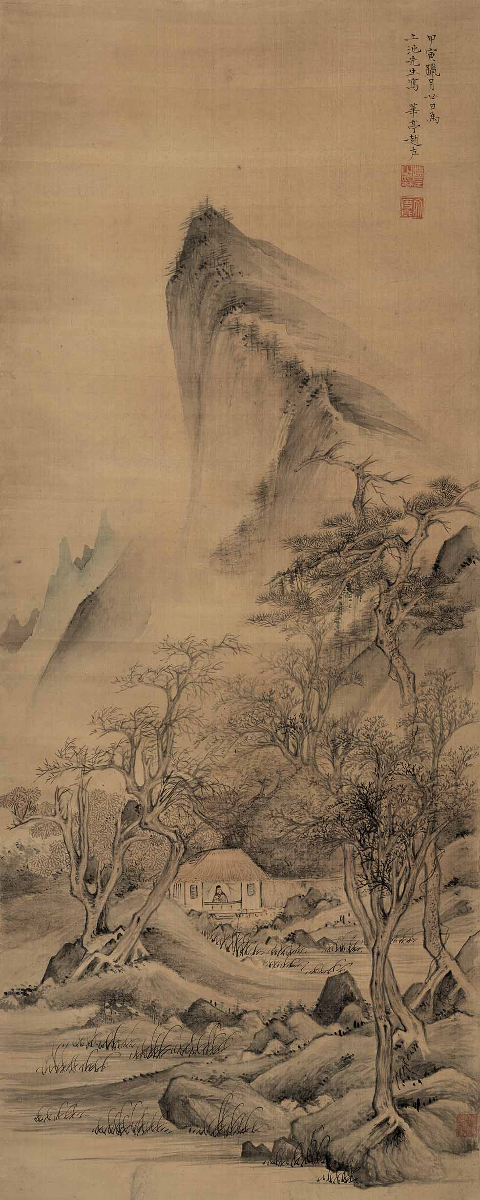 Chinese Antique Art Painting 明 赵左 茅屋闲眺图 Ming Zhao Zuo Maowu Look Far China Ancient Wall Picture Ideas 4401-Chinese Style Finds™