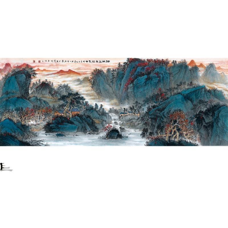 Chinese Antique Art Painting Morden 吴广 神州尽在彩霞中 Wu Guang Shen Zhou Jin Zai Cai Xia Zhong Landscape Shan Shui China Ancient Wall Picture Ideas 2433-Chinese Style Finds™