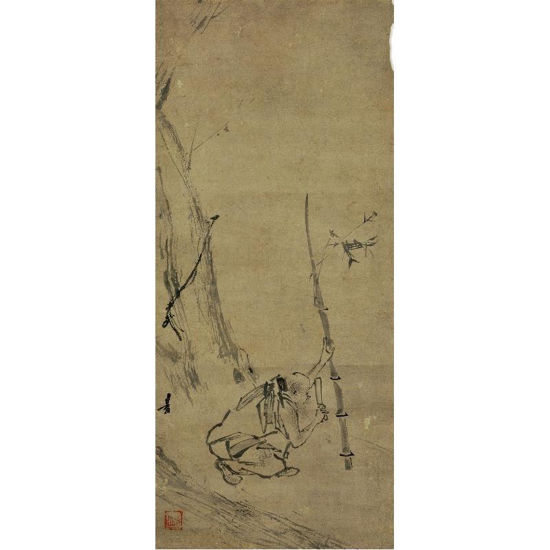 Chinese Antique Art Painting 南宋 梁楷 六祖截竹图 Song Liang Kai Liu Zu Jie Zhu Tu China Ancient Wall Picture Ideas 1476-Chinese Style Finds™