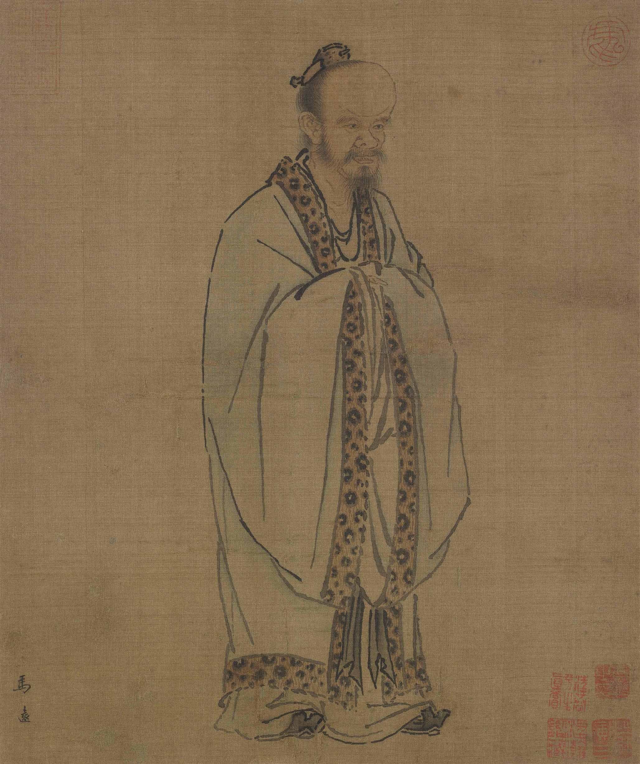 Chinese Antique Art Painting 南宋马远 孔丘像孔夫子 Song Ma Yuan Kongzi Confucius China Ancient Wall Picture Ideas 1542-Chinese Style Finds™