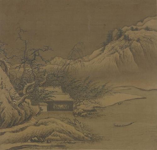 Chinese Antique Art Painting 南宋夏圭 雪堂客话图 Song Xia Gui Snow Landscape China Ancient Wall Picture Ideas 1522-Chinese Style Finds™