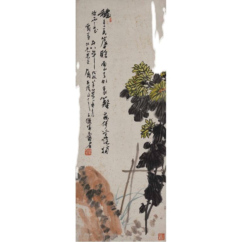 Chinese Antique Art Painting 潘天寿 菊花 Pan Tianshou Chrysanthemum China Ancient Wall Picture Ideas 3651-Chinese Style Finds™