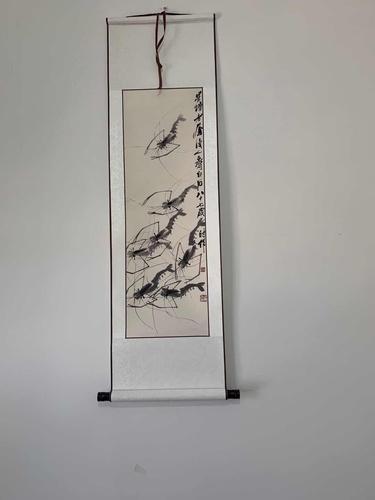 Chinese Antique Art Painting 齐白石 墨虾 Qi Baishi Ink Shrimp China Ancient Wall Picture Ideas 3141-Chinese Style Finds™