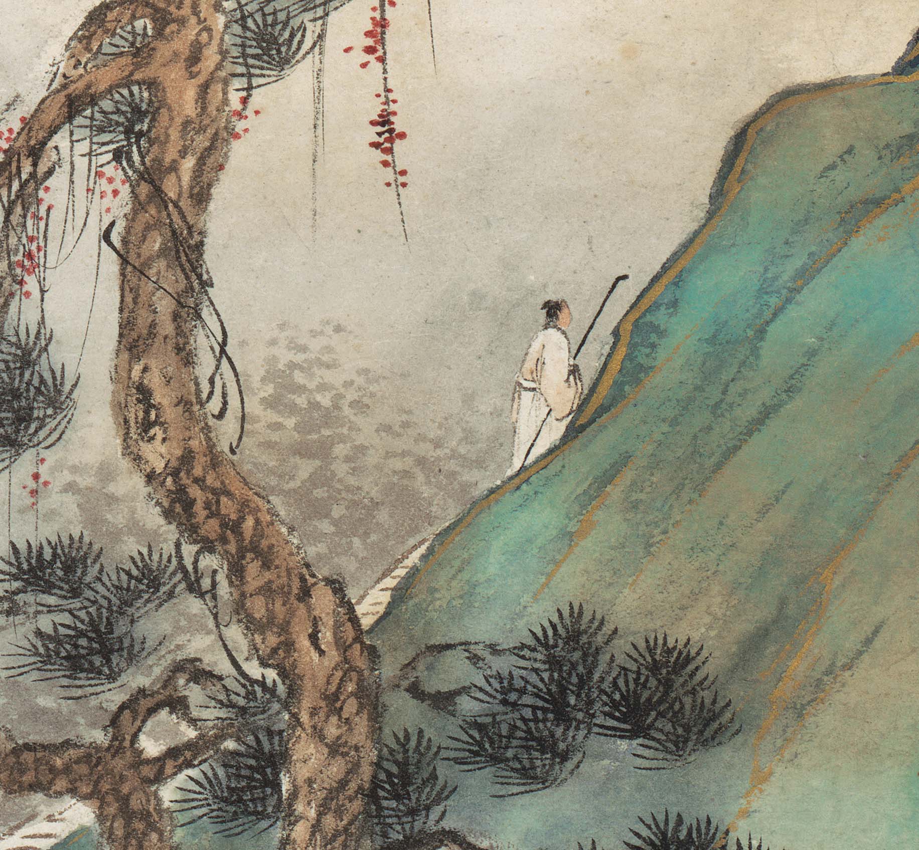 Chinese Antique Art Painting 祁昆 青绿金碧山水 Qi Kun Shan Shui Landscape China Ancient Wall Picture Ideas 3471-Chinese Style Finds™