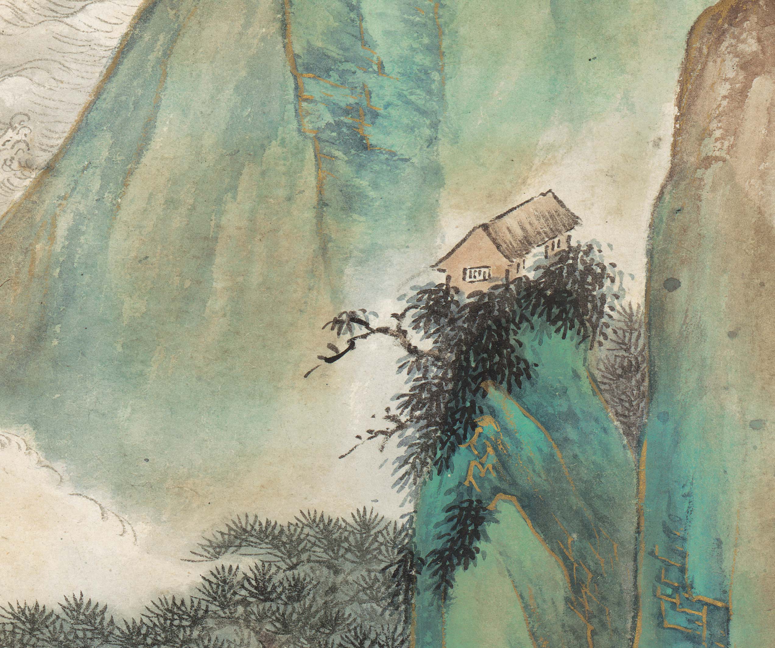 Chinese Antique Art Painting 祁昆 青绿金碧山水 Qi Kun Shan Shui Landscape China Ancient Wall Picture Ideas 3471-Chinese Style Finds™