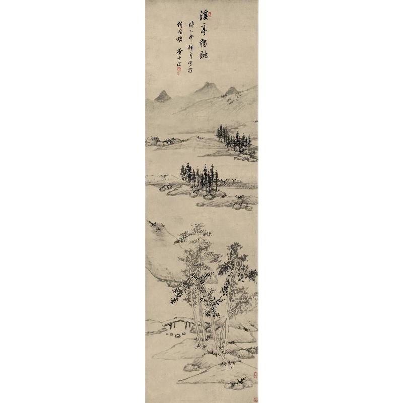 Chinese Antique Art Painting 清 查士标 溪亭独眺图 Qing Zha Shibiao Xi Ting Du Tiao China Ancient Wall Picture Ideas 2449-Chinese Style Finds™