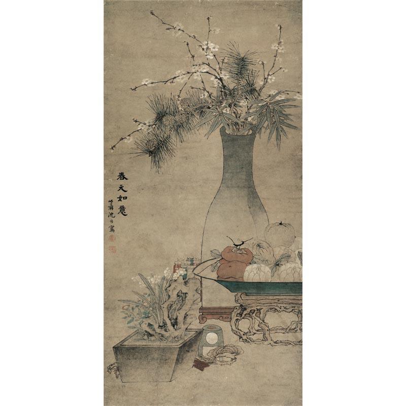 Chinese Antique Art Painting 清 沈焕 春元如意图 Qing Shen Huan Chuan Yuan Ru Yi China Ancient Wall Picture Ideas 2411-Chinese Style Finds™