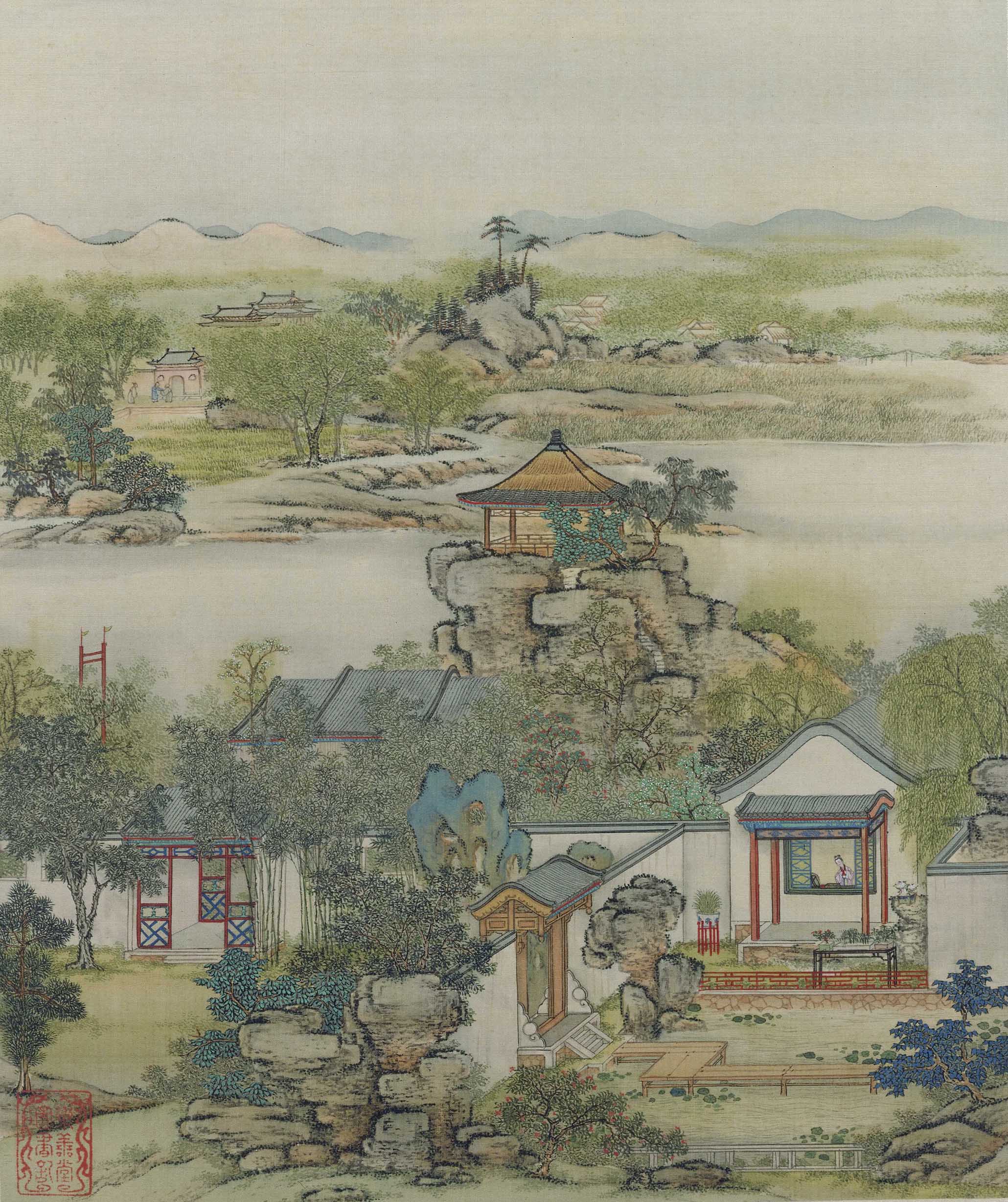 Chinese Antique Art Painting 清 陈枚 山水楼阁图册页十二开 Qing Chen Mei Shanshui Landscape China Ancient Wall Picture Ideas 4581-Chinese Style Finds™