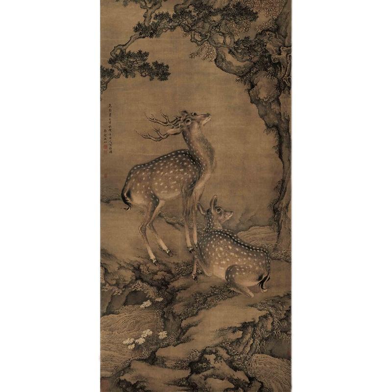 Chinese Antique Art Painting 清 沈铨 受天白禄图 Qing Shen Quan Shou Tian Bai Lu China Ancient Wall Picture Ideas 2535-Chinese Style Finds™