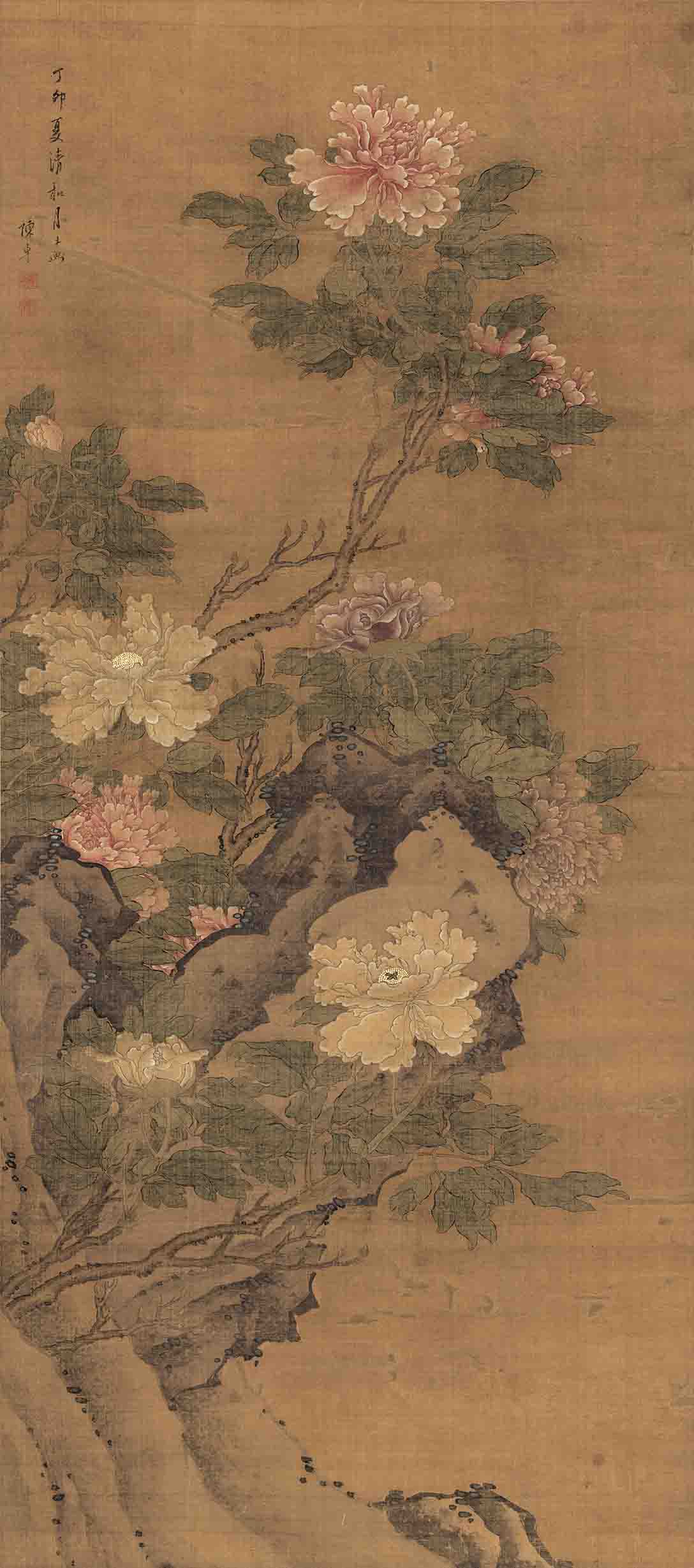 Chinese Antique Art Painting 清 陈卓 四色牡丹图 Qing Chen Zhou Peony China Ancient Wall Picture Ideas 4371-Chinese Style Finds™