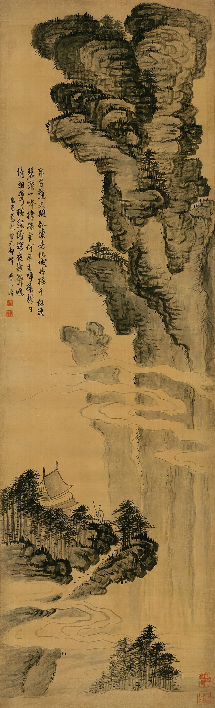 Chinese Antique Art Painting 清代 梅清 黄山天都峰图 Qing Mei Qing Huangshan China Ancient Wall Picture Ideas 4243-Chinese Style Finds™