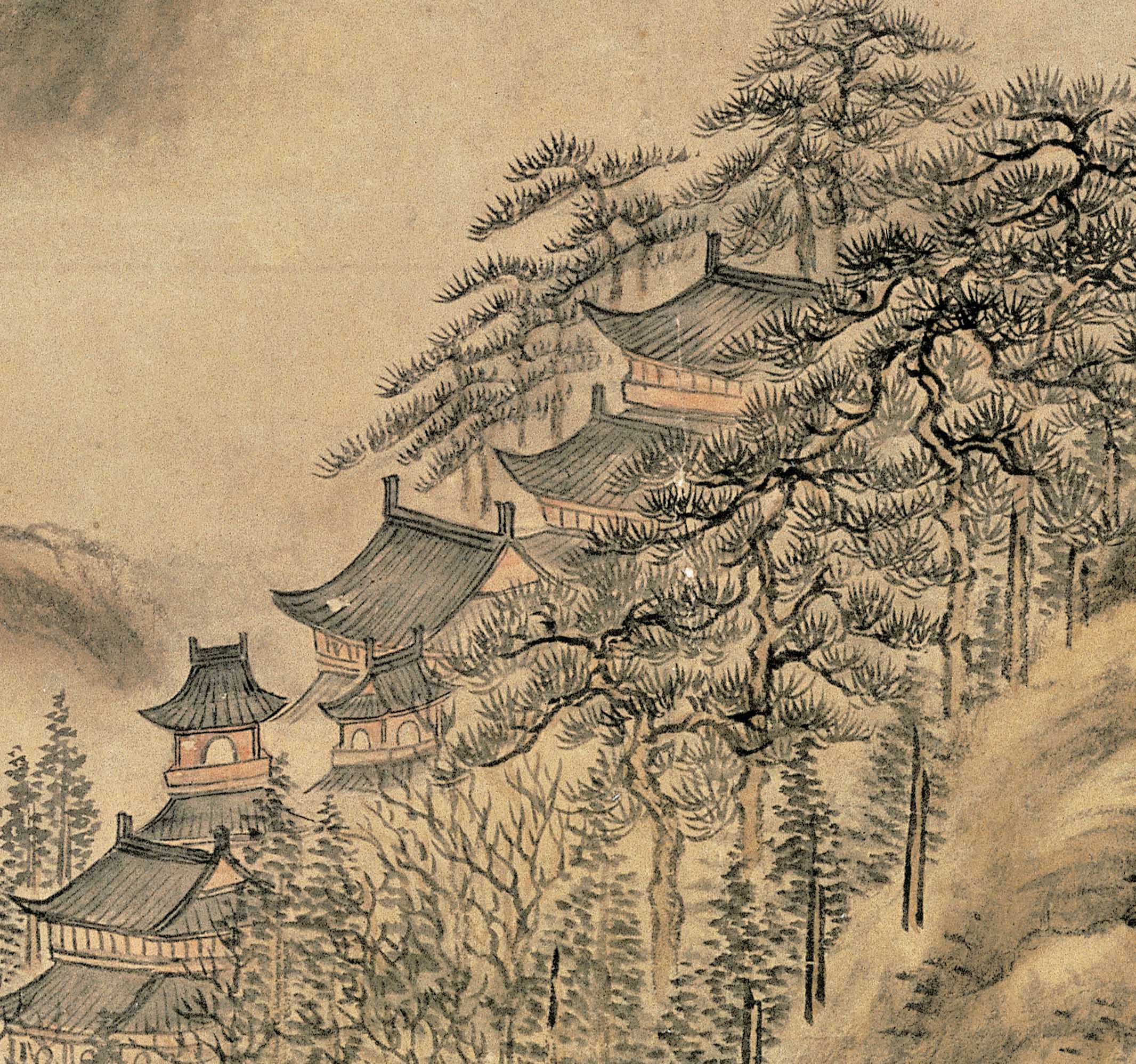 Chinese Antique Art Painting 清 董邦达 南屏晚钟 Qing Dong Bangda Nan Ping Wan Zhong China Ancient Wall Picture Ideas 2465-Chinese Style Finds™