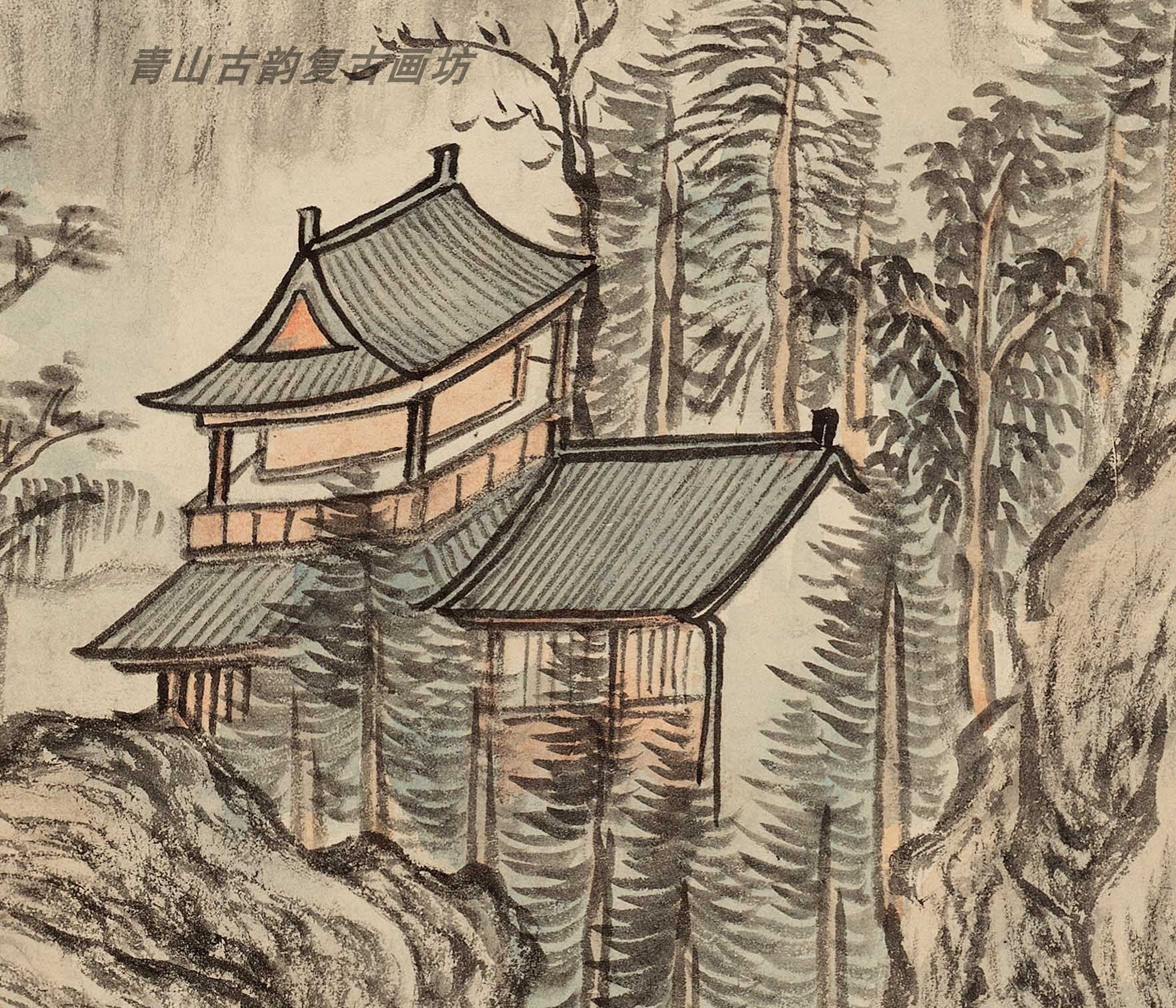 Chinese Antique Art Painting 清 董邦达 石梁瀑布图 Qing Dong Bangda Shi Liang Pu Bu China Ancient Wall Picture Ideas 2705-Chinese Style Finds™