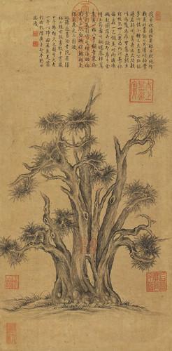 Chinese Antique Art Painting 清 乾隆皇帝御笔 汉柏图 Qing Qianlong King Han Bai Cypress China Ancient Wall Picture Ideas 4485-Chinese Style Finds™