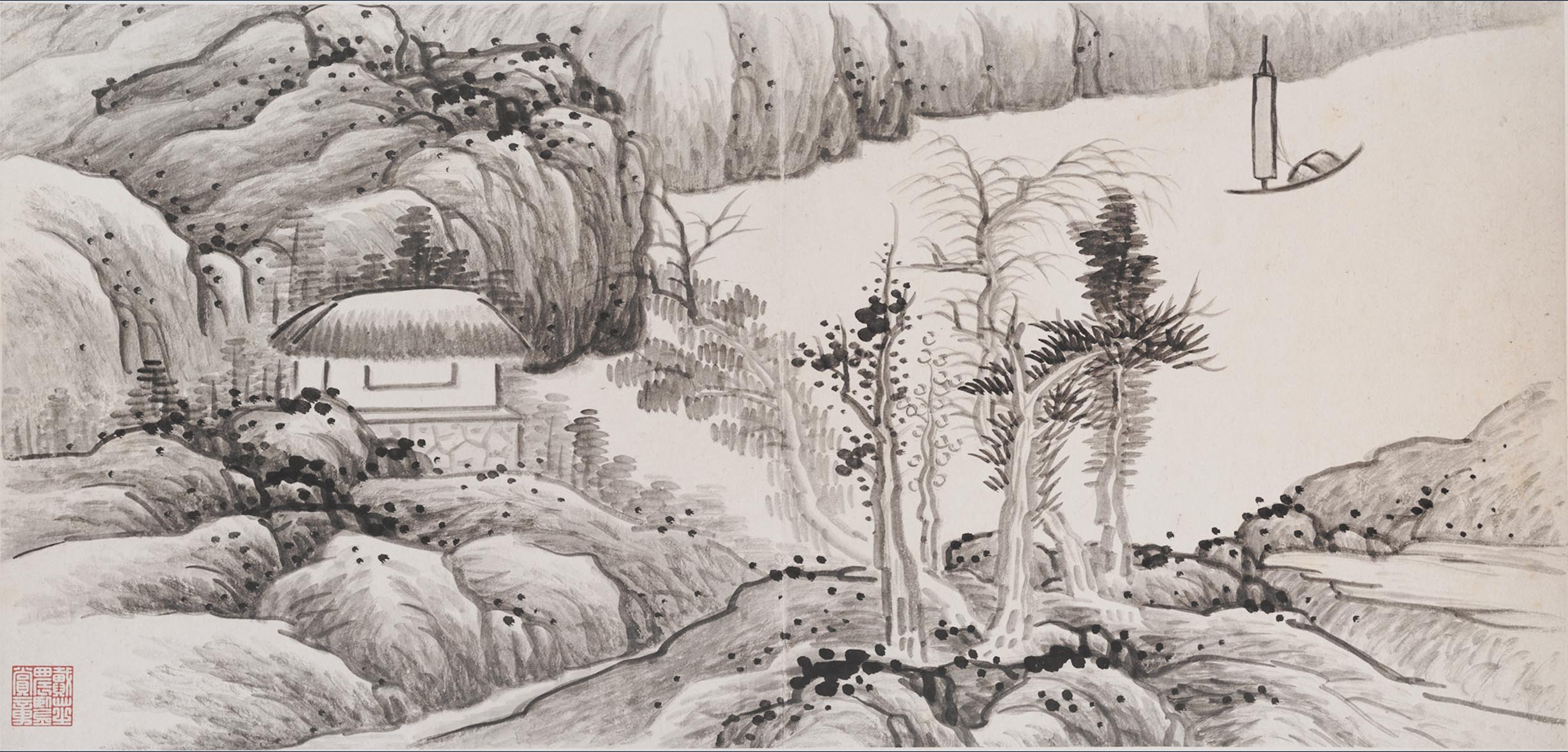 Chinese Antique Art Painting 清 龚贤 十二月令山水册 Qing Gong Xian Shan Shui Landscape China Ancient Wall Picture Ideas 2815-Chinese Style Finds™