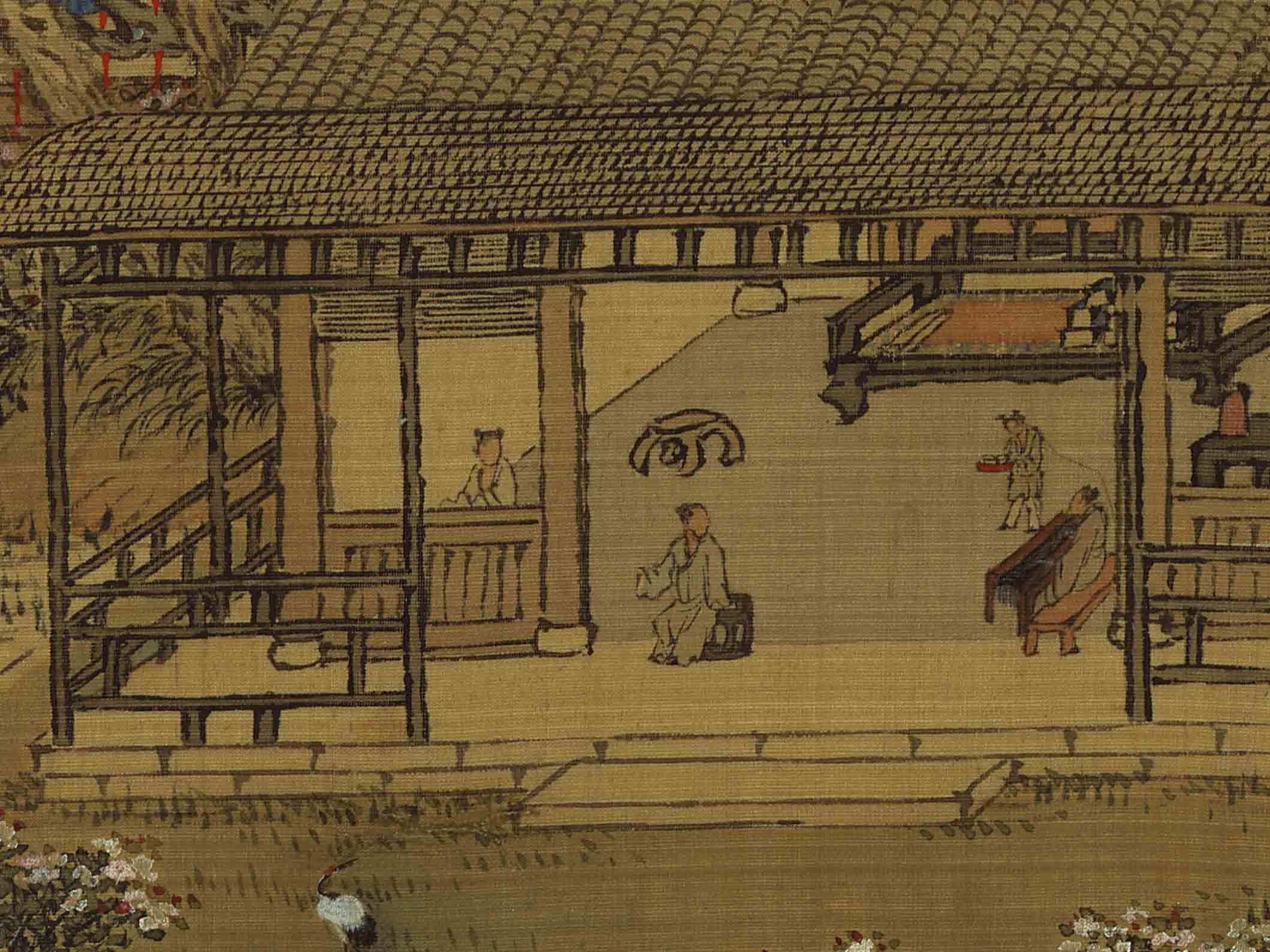 Chinese Antique Art Painting 清 顾洛 鹤听琴图 Qing Gu Luo He Ting Qin China Ancient Wall Picture Ideas 4561-Chinese Style Finds™