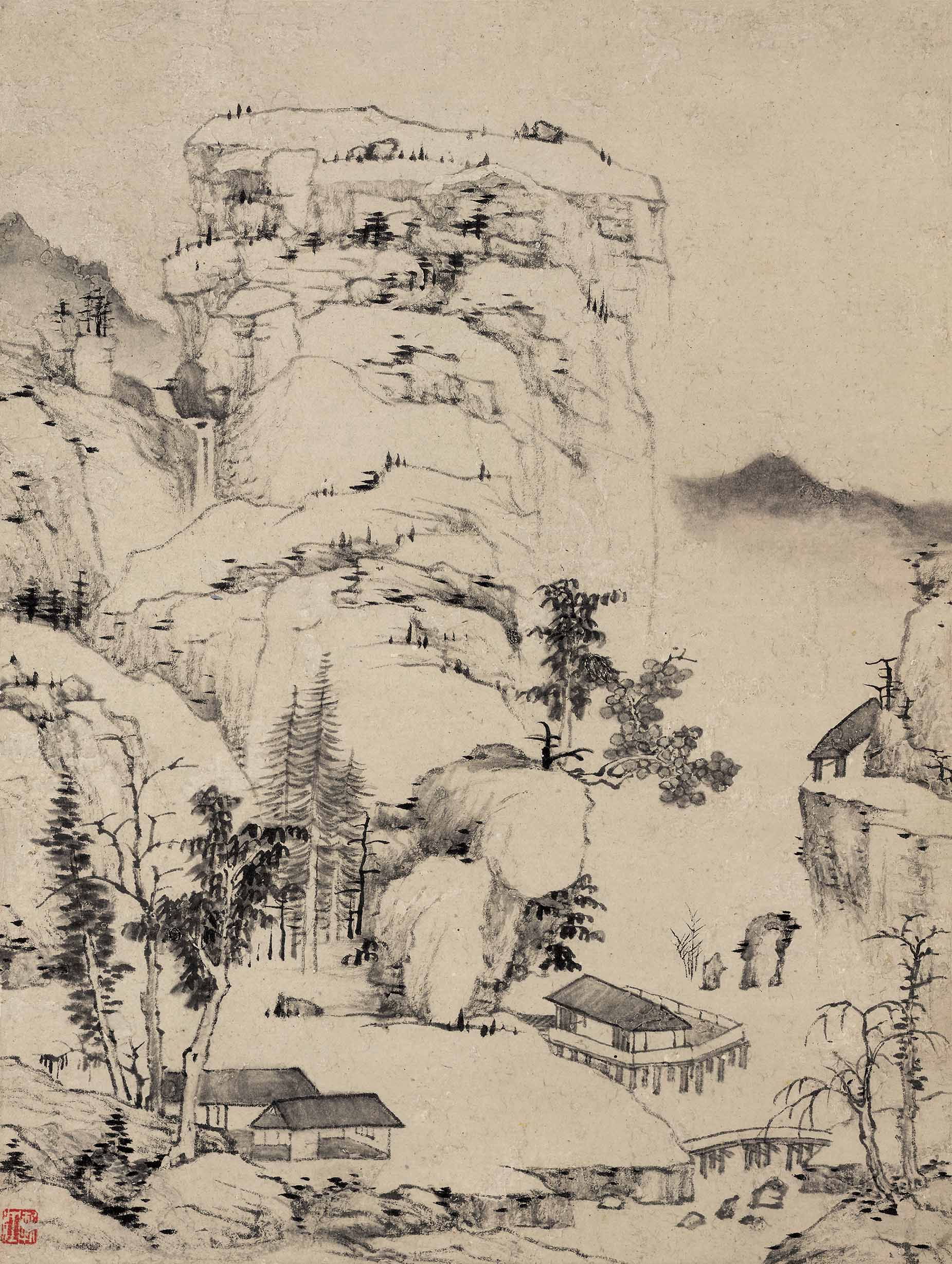 Chinese Antique Art Painting 清 弘仁 山水册八开 Qing Hong Ren Shan Shui Landscape China Ancient Wall Picture Ideas 2843-Chinese Style Finds™