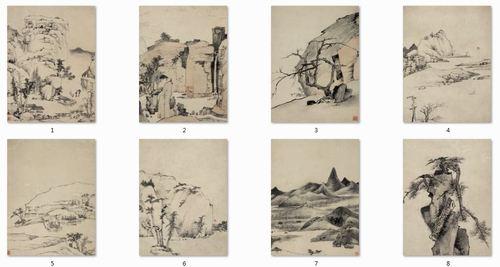 Chinese Antique Art Painting 清 弘仁 山水册八开 Qing Hong Ren Shan Shui Landscape China Ancient Wall Picture Ideas 2843-Chinese Style Finds™