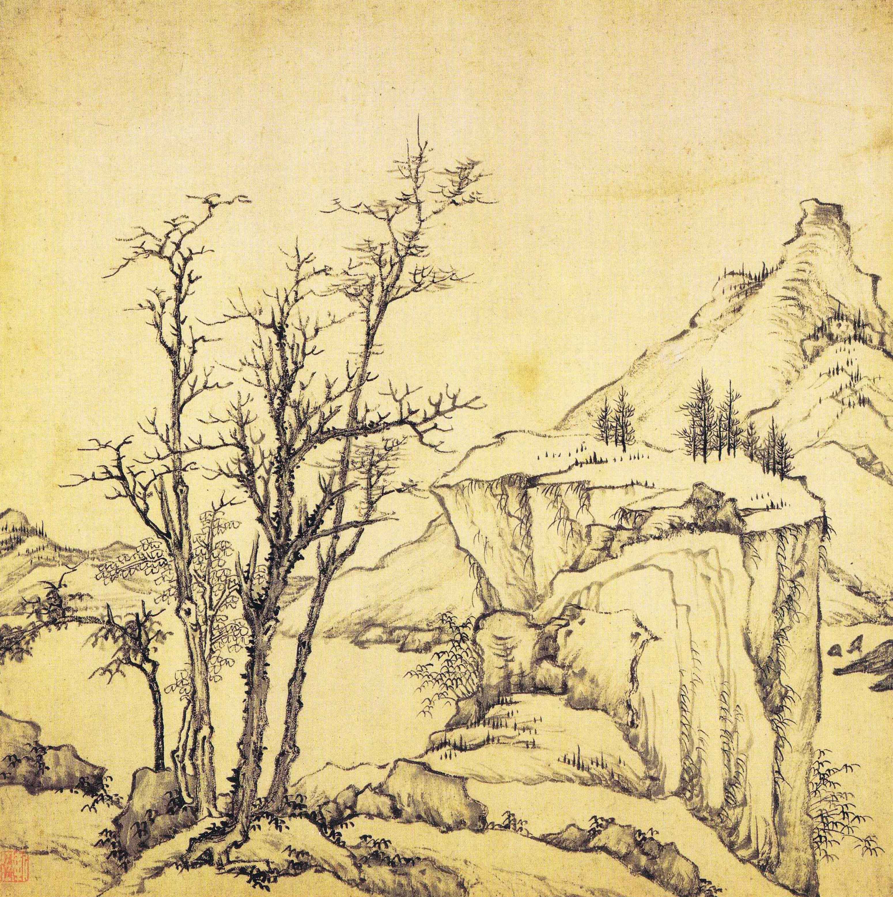 Chinese Antique Art Painting 清 弘仁 山水十二册 Qing Hong Ren Shan Shui Landscape China Ancient Wall Picture Ideas 2743-Chinese Style Finds™