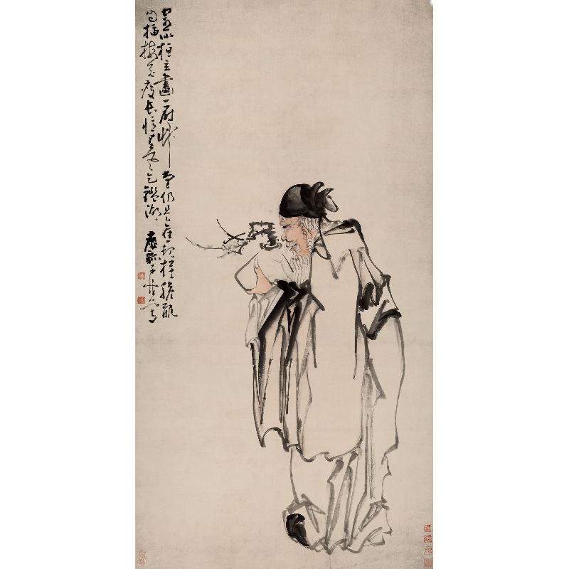 Chinese Antique Art Painting 清 黄慎 捧梅图 Qing Huang Shen Plum China Ancient Wall Picture Ideas 4223-Chinese Style Finds™