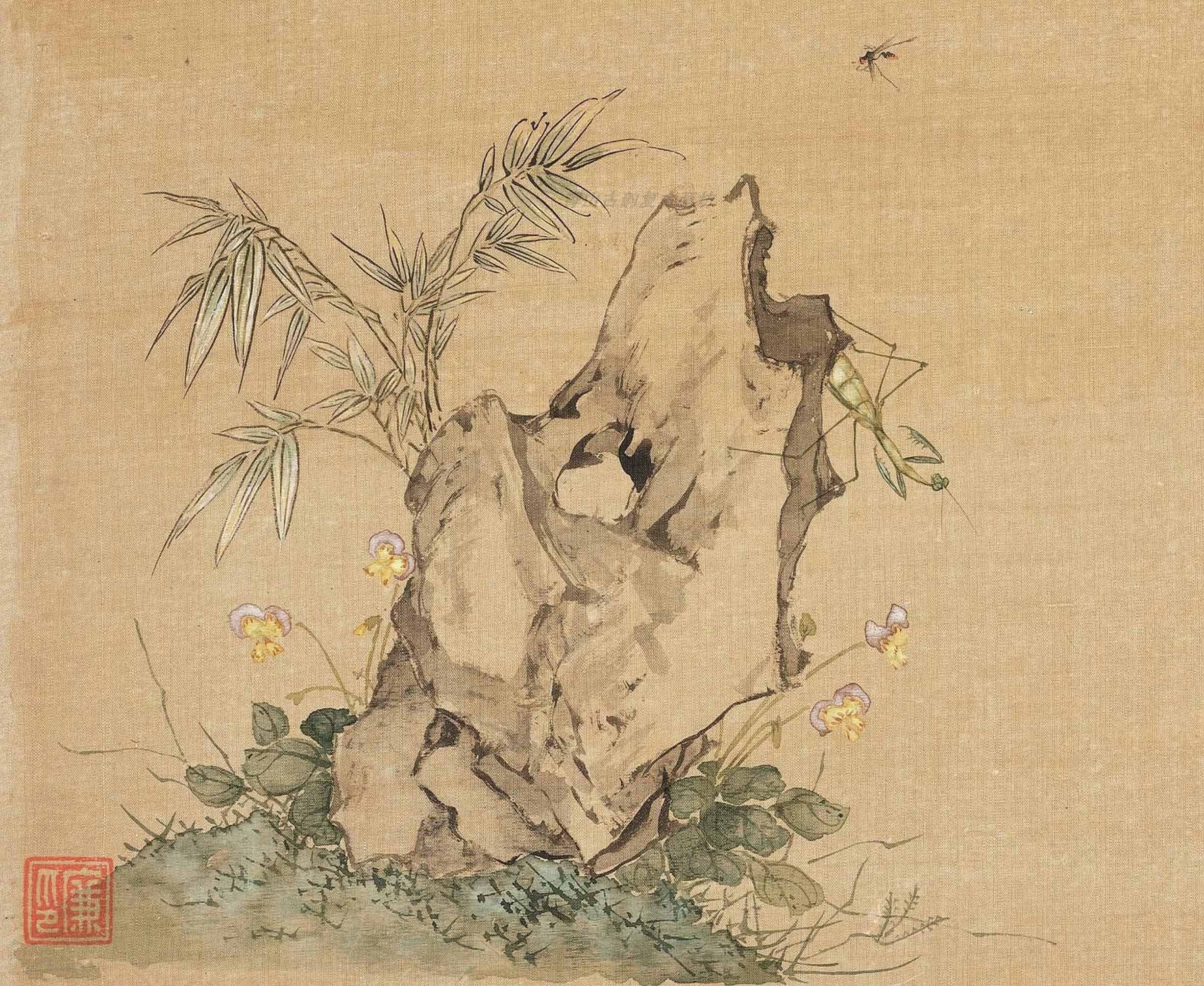 Chinese Antique Art Painting 清 居廉 花卉奇石册 Qing Ju Lian Hua Fei Qi Shi Flower Stone China Ancient Wall Picture Ideas 2771-Chinese Style Finds™