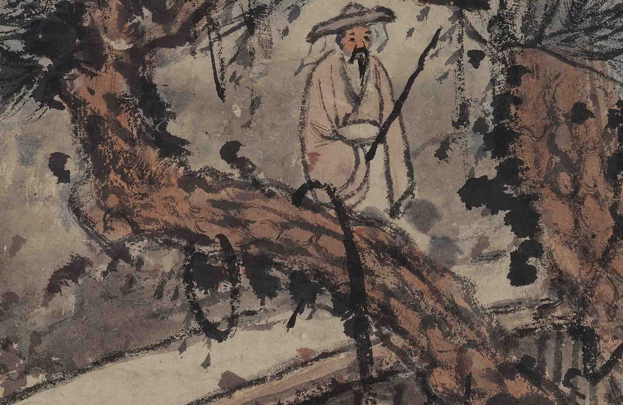 Chinese Antique Art Painting 清 髡残 秋山草堂图 Qing Kun Can Autumn Mountain China Ancient Wall Picture Ideas 4343-Chinese Style Finds™