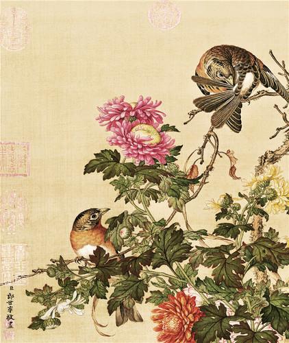 Chinese Antique Art Painting 清 郎世宁 花鸟 Qing Lang Shining Birds And Flowers China Ancient Wall Picture Ideas 2885-Chinese Style Finds™