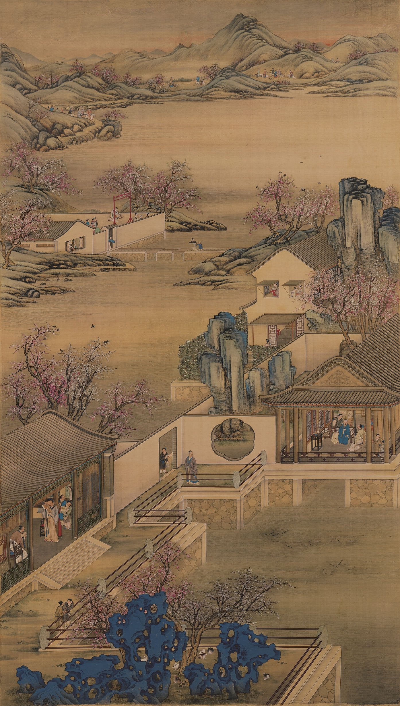 Chinese Antique Art Painting 清 郎世宁 雍正十二月行乐图轴之三月赏桃花 Qing Lang Shining Shang Tao Hua China Ancient Wall Picture Ideas 2819-Chinese Style Finds™