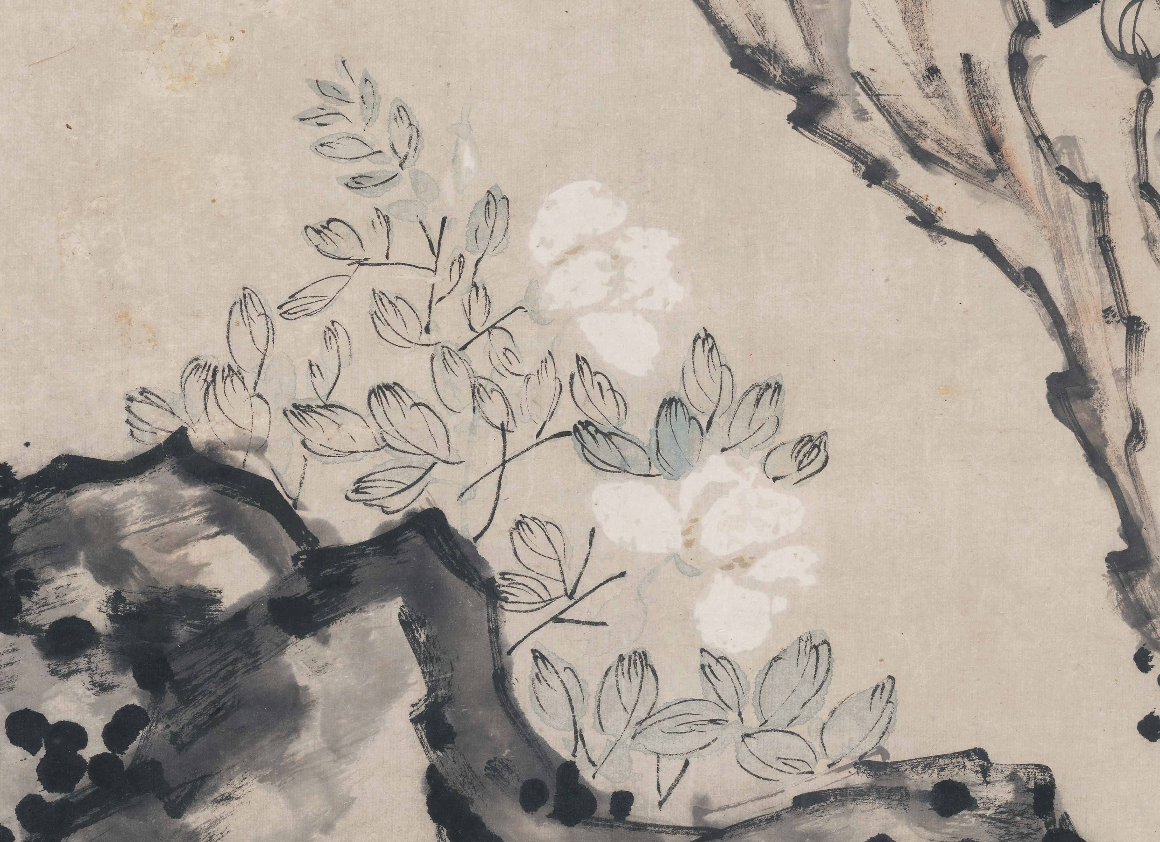 Chinese Antique Art Painting 清 李鱓 古柏凌霄图 Qing Li Shan Gu Bai Ling Xiao China Ancient Wall Picture Ideas 2599-Chinese Style Finds™