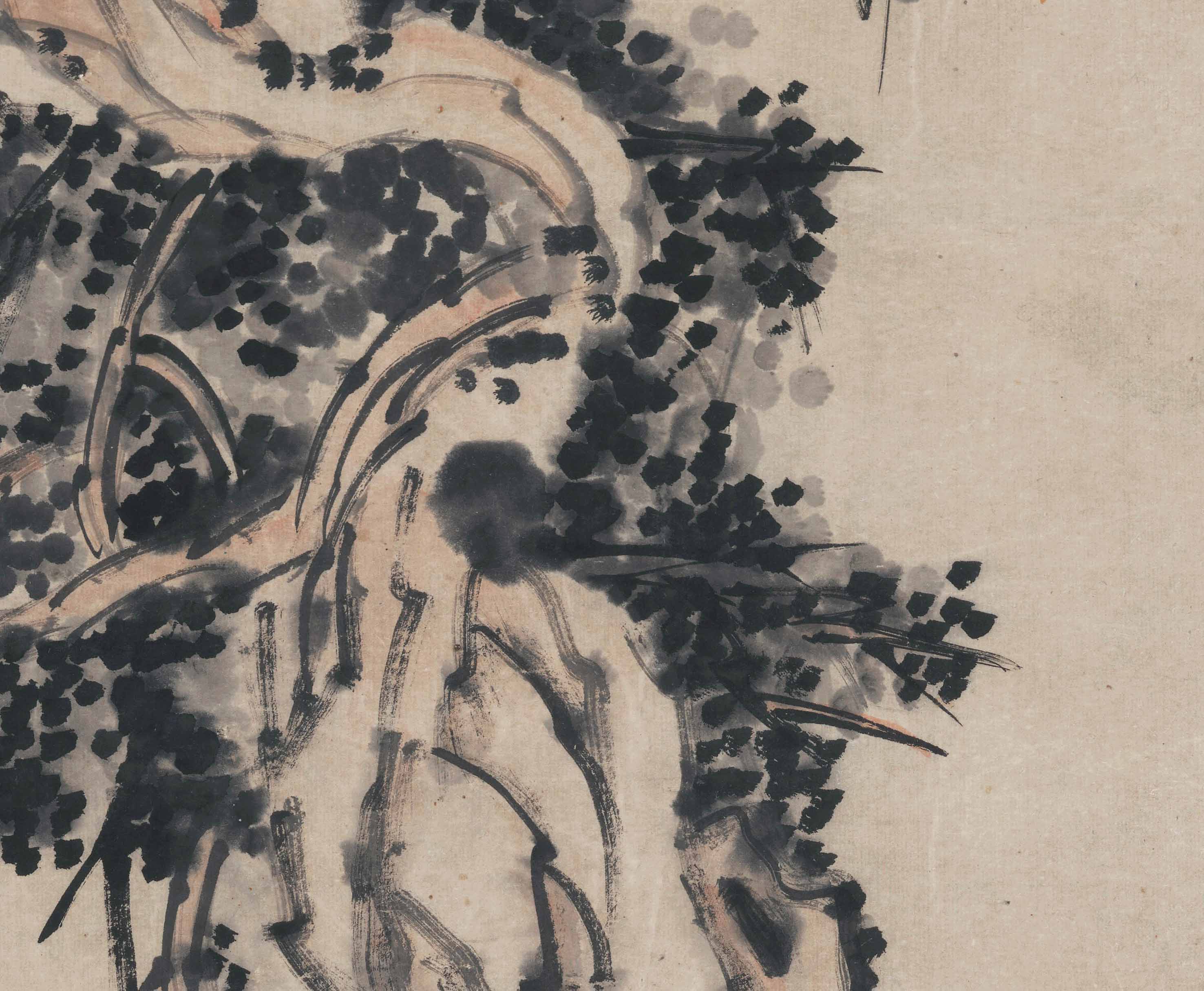 Chinese Antique Art Painting 清 李鱓 古柏凌霄图 Qing Li Shan Gu Bai Ling Xiao China Ancient Wall Picture Ideas 2599-Chinese Style Finds™