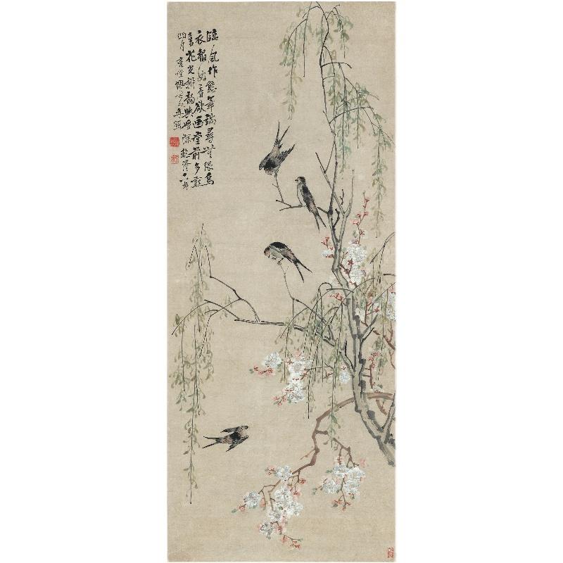 Chinese Antique Art Painting 清 李鱓 桃花柳燕图 Qing Li Shan Tao Hua Liu Yan China Ancient Wall Picture Ideas 2437-Chinese Style Finds™