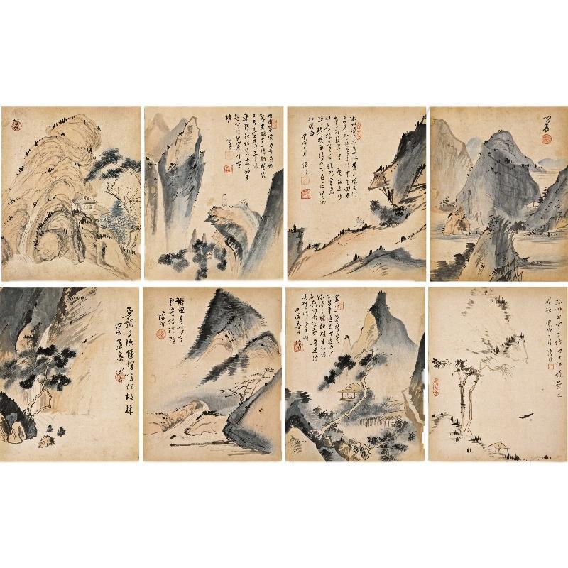 Chinese Antique Art Painting 清 溥儒 四时山水图 Qing Pu Ru 4 Seasons Landscape Shan Shui China Ancient Wall Picture Ideas 2557-Chinese Style Finds™