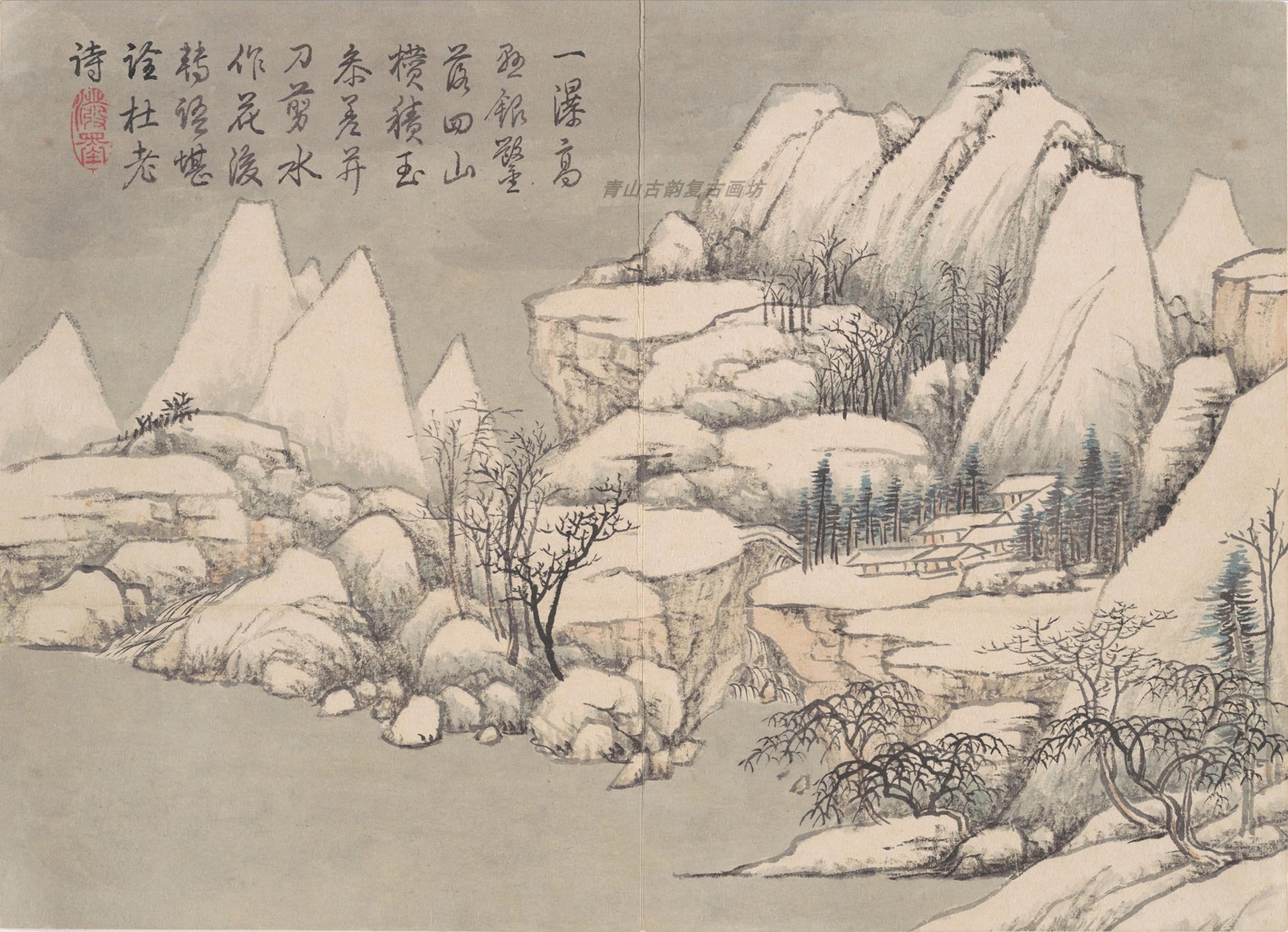 Chinese Antique Art Painting 清 钱维城 景敷四气冬景图 Qing Qian Weicheng Winter China Ancient Wall Picture Ideas 4239-Chinese Style Finds™