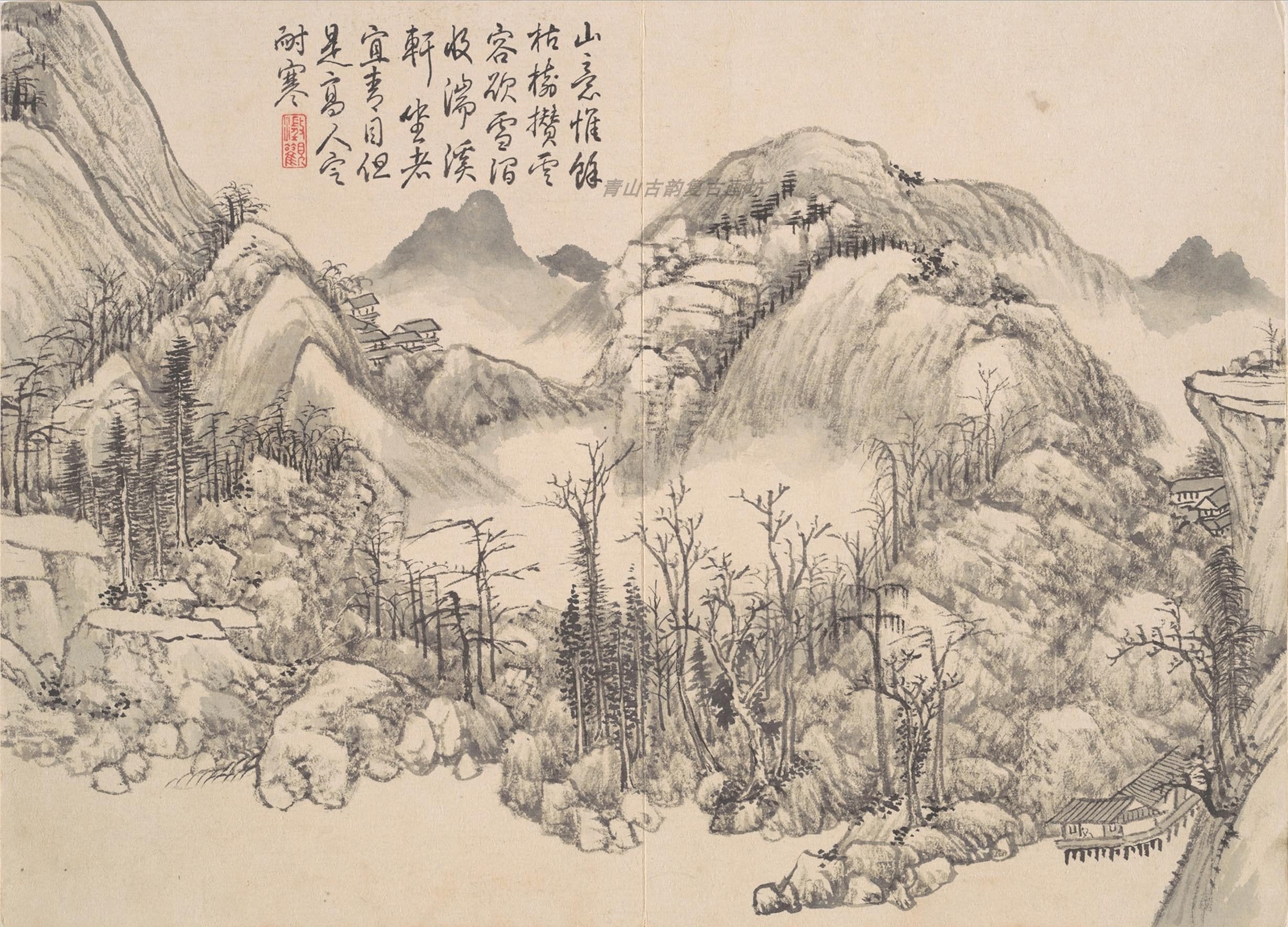 Chinese Antique Art Painting 清 钱维城 景敷四气冬景图 Qing Qian Weicheng Winter China Ancient Wall Picture Ideas 4239-Chinese Style Finds™