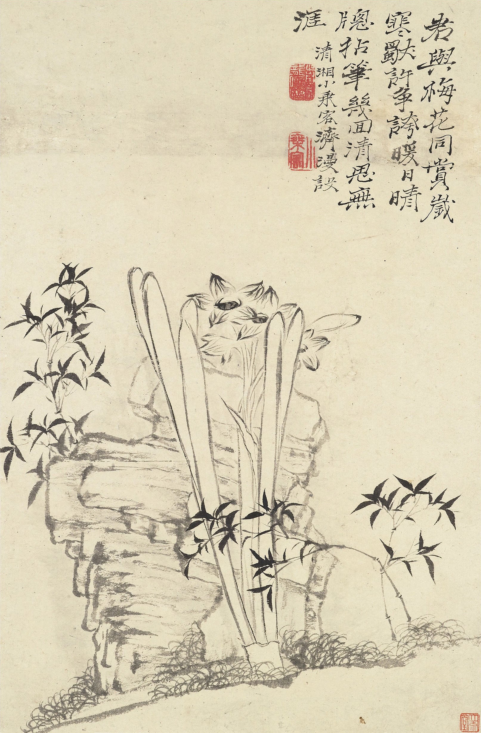 Chinese Antique Art Painting 清 石涛 花卉册十帧 Qing Shi Tao Flowers China Ancient Wall Picture Ideas 2719-Chinese Style Finds™