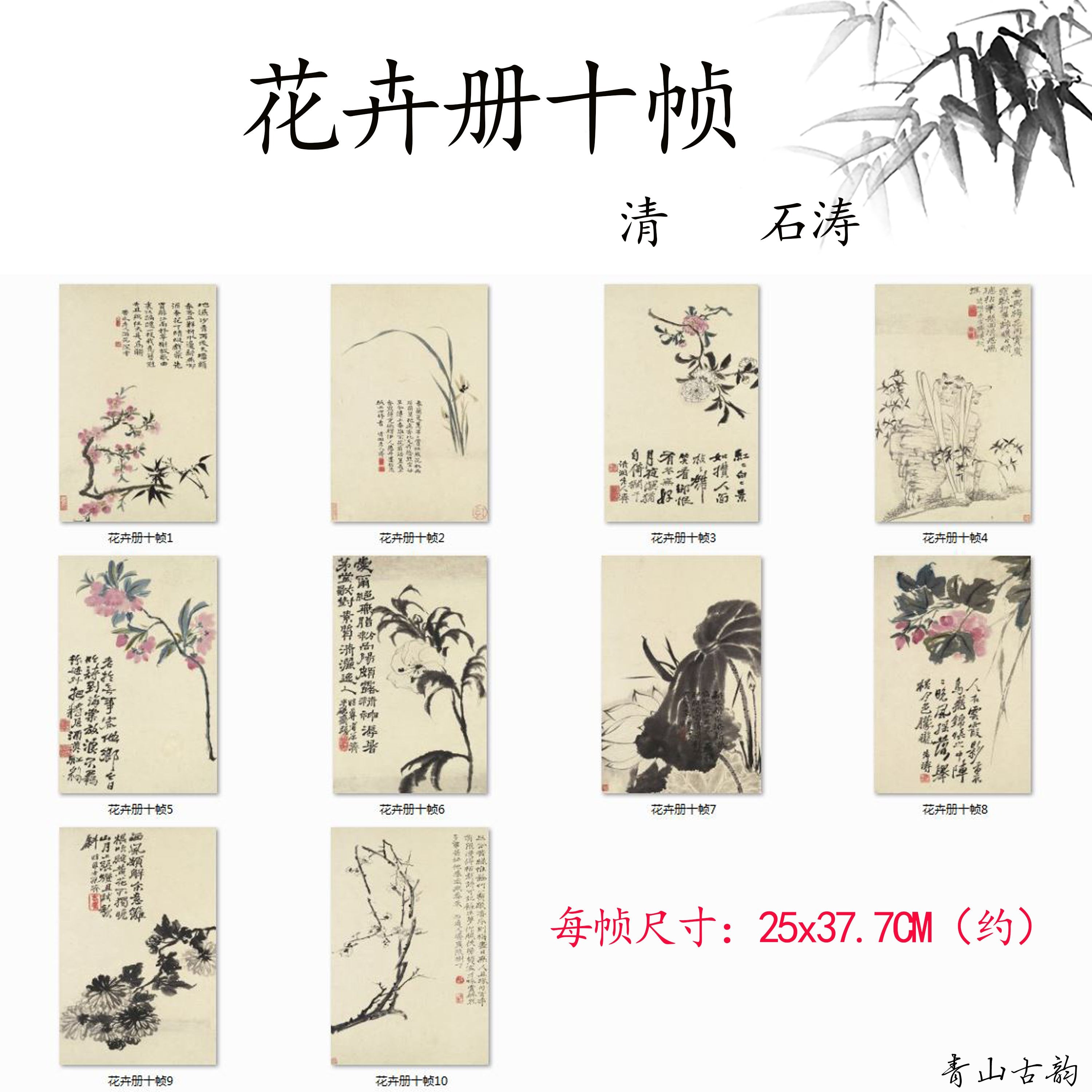 Chinese Antique Art Painting 清 石涛 花卉册十帧 Qing Shi Tao Flowers China Ancient Wall Picture Ideas 2719-Chinese Style Finds™