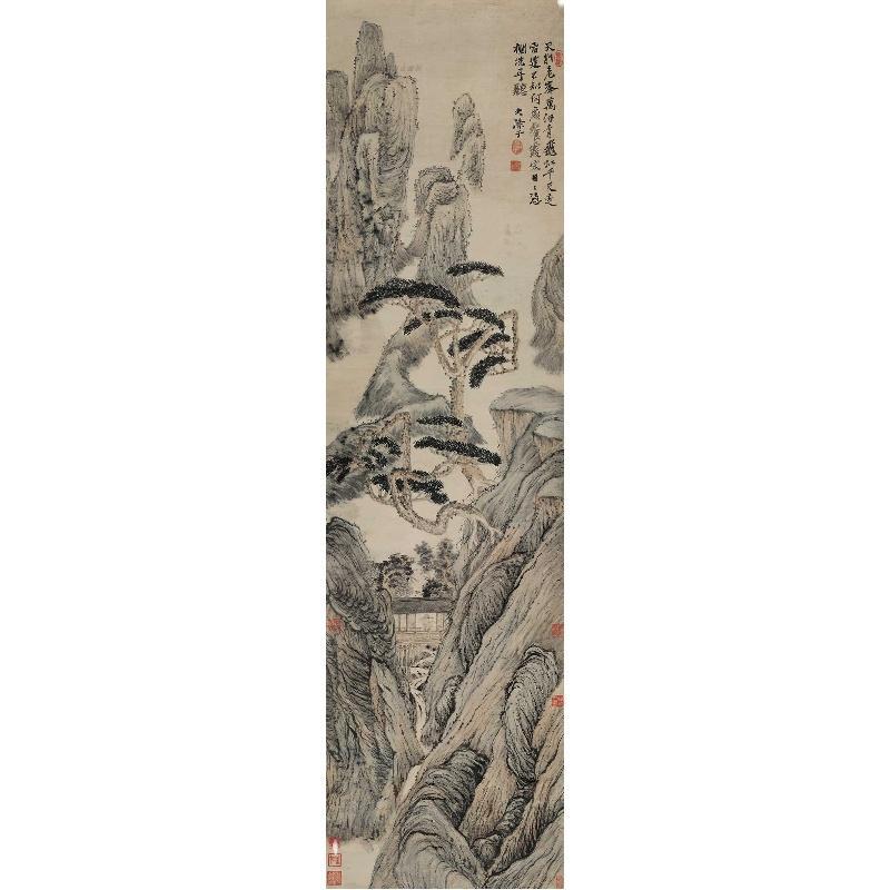 Chinese Antique Art Painting 清 石涛 听泉图 Qing Shi Tao Ting Quan Tu China Ancient Wall Picture Ideas 2617-Chinese Style Finds™