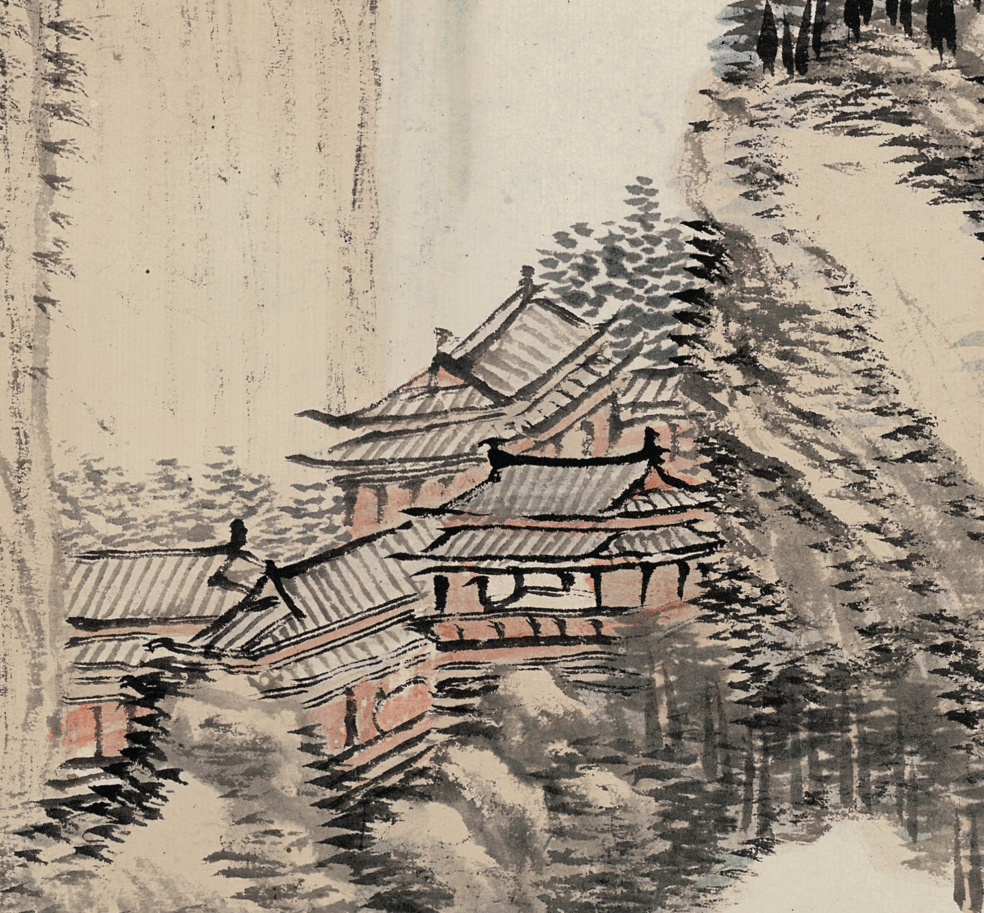 Chinese Antique Art Painting 清 王翚 草堂碧泉图 Qing Wang Hui Cao Tang Bi Quan China Ancient Wall Picture Ideas 2483-Chinese Style Finds™