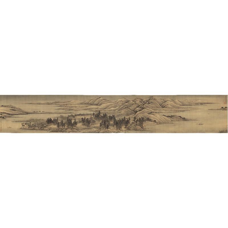 Chinese Antique Art Painting 清 王翚 仿董源夏景山口待渡图卷 50x300CM Qing Wang Hui Xia Jing Shan Kou Dai Du China Ancient Wall Picture Ideas 2635-Chinese Style Finds™