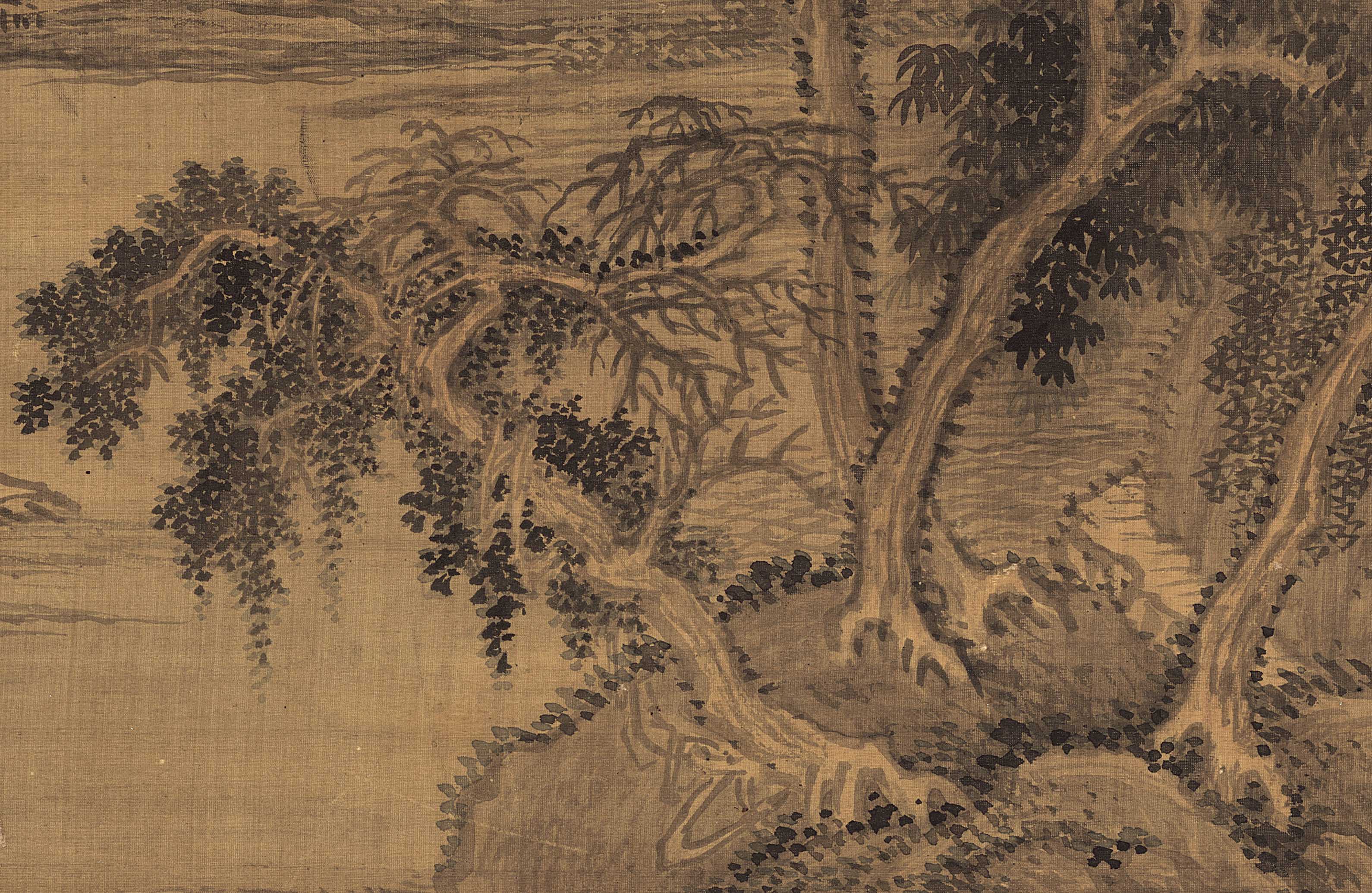 Chinese Antique Art Painting 清 王翚 仿巨然山水图 Qing Wang Hui Shan Shui Landscape China Ancient Wall Picture Ideas 2445-Chinese Style Finds™