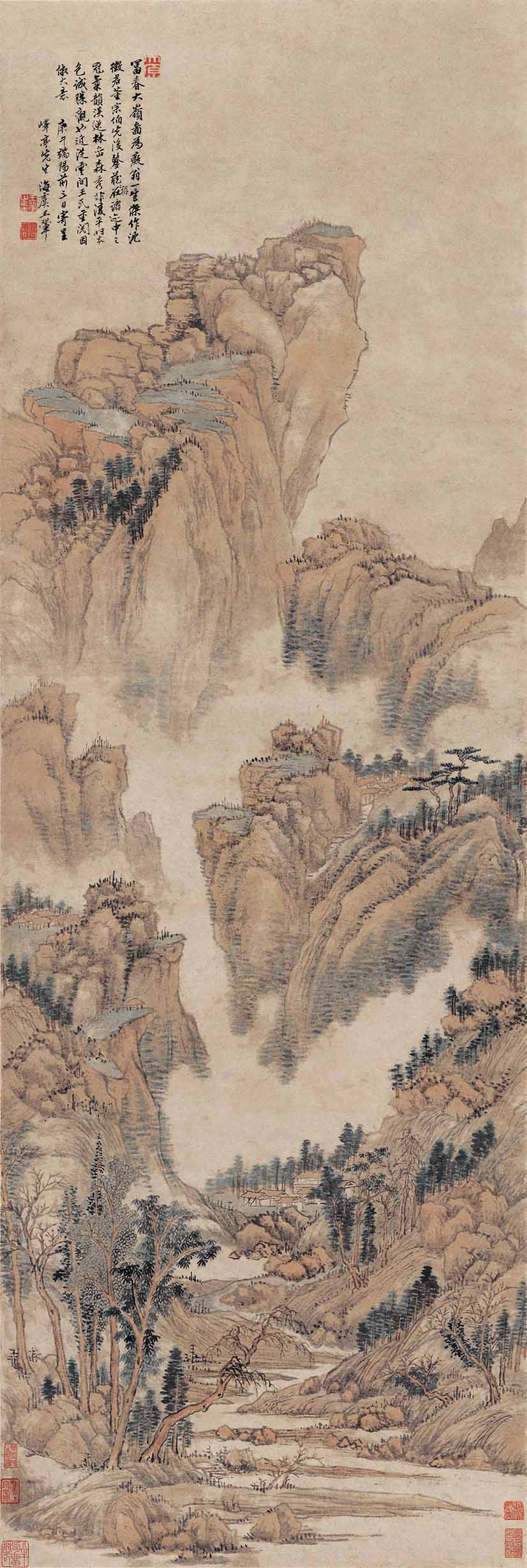 Chinese Antique Art Painting 清 王翚 富春大岭图 Qing Wang Hui Fu Chun Da Ling Tu China Ancient Wall Picture Ideas 2735-Chinese Style Finds™