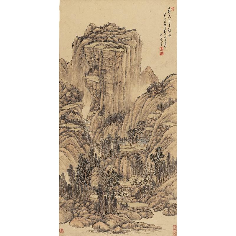 Chinese Antique Art Painting 清 王翚 良常山馆图 Qing Wang Hui Liang Chang Shan Guan Tu China Ancient Wall Picture Ideas 2757-Chinese Style Finds™