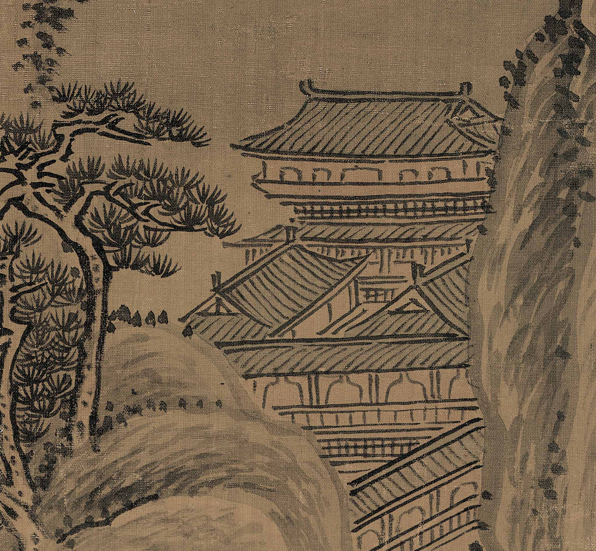 Chinese Antique Art Painting 清 王翚 山川浑厚图 Qing Wang Hui Shan Chuan Hun Hou China Ancient Wall Picture Ideas 2415-Chinese Style Finds™