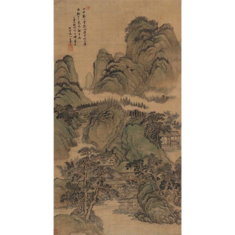 Chinese Antique Art Painting 清 王翚 溪口白云图 Qing Wang Hui Xi Kou Bai Yun China Ancient Wall Picture Ideas 2687-Chinese Style Finds™